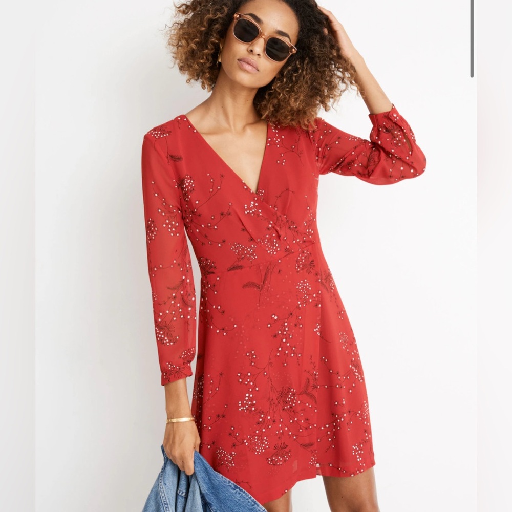 Madewell Hazelwood Wrap-Front Mini Dress in Windswept Floral